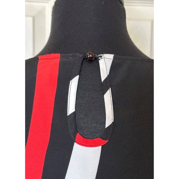 SHEIN Brand Red White Black Blouse Stripes Polyester Women's Size L (8/10)-READ - Picture 3 of 16